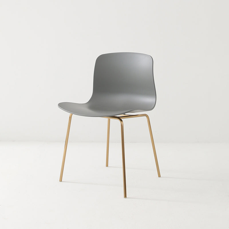 Contemporary Metal Dining Armless Chairs Plastic Dining Chairs for Restaurant Grey 1 Piece Brass Gold Clearhalo ' kitchen&dining_furn' 'Dining Chairs' 'Dining Tables & Seating' 'dining_chair' 'furn' 'furn_dining_chair' 'Furniture' 'furniture_dining_chair' 'Kitchen & Dining Furniture' 'kitchen' 3966635