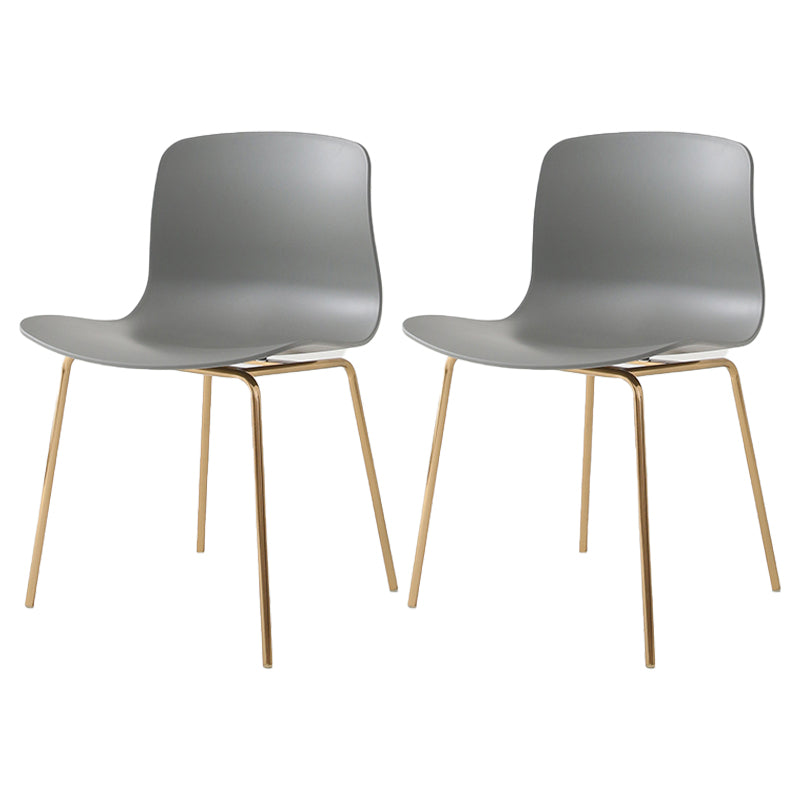 Contemporary Metal Dining Armless Chairs Plastic Dining Chairs for Restaurant Grey 2 Piece Set Brass Gold Clearhalo ' kitchen&dining_furn' 'Dining Chairs' 'Dining Tables & Seating' 'dining_chair' 'furn' 'furn_dining_chair' 'Furniture' 'furniture_dining_chair' 'Kitchen & Dining Furniture' 'kitchen' 3966637