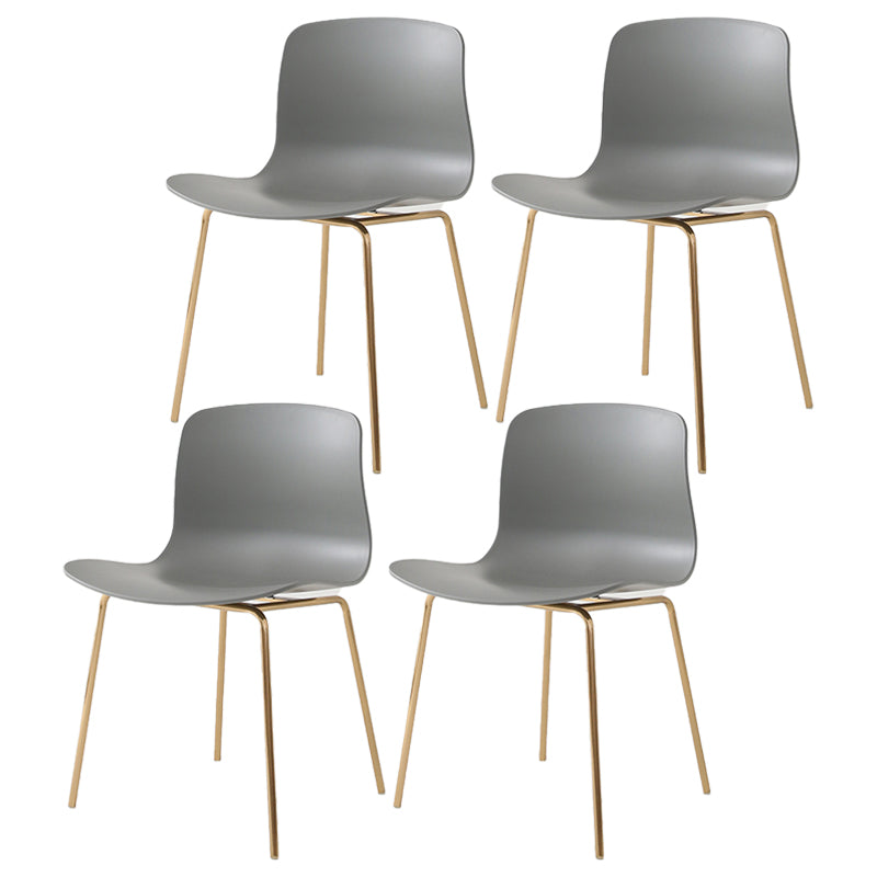 Contemporary Metal Dining Armless Chairs Plastic Dining Chairs for Restaurant Grey 4 Piece Set Brass Gold Clearhalo ' kitchen&dining_furn' 'Dining Chairs' 'Dining Tables & Seating' 'dining_chair' 'furn' 'furn_dining_chair' 'Furniture' 'furniture_dining_chair' 'Kitchen & Dining Furniture' 'kitchen' 3966638