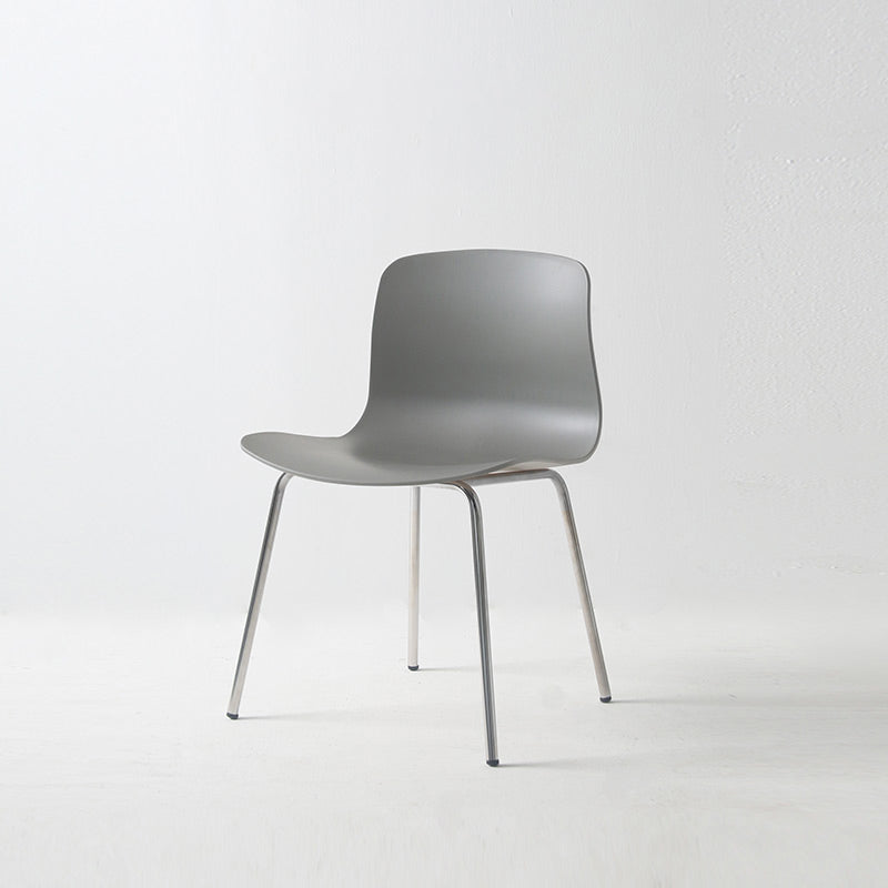 Contemporary Metal Dining Armless Chairs Plastic Dining Chairs for Restaurant Grey 1 Piece Silver Clearhalo ' kitchen&dining_furn' 'Dining Chairs' 'Dining Tables & Seating' 'dining_chair' 'furn' 'furn_dining_chair' 'Furniture' 'furniture_dining_chair' 'Kitchen & Dining Furniture' 'kitchen' 3966640