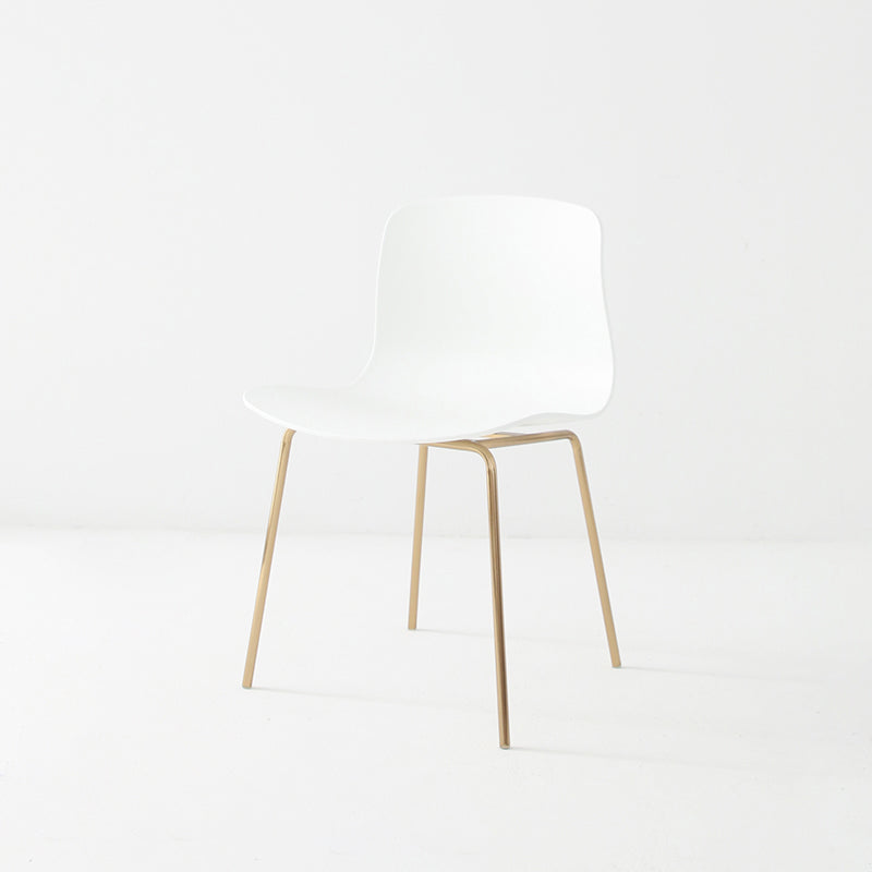 Contemporary Metal Dining Armless Chairs Plastic Dining Chairs for Restaurant White 1 Piece Brass Gold Clearhalo ' kitchen&dining_furn' 'Dining Chairs' 'Dining Tables & Seating' 'dining_chair' 'furn' 'furn_dining_chair' 'Furniture' 'furniture_dining_chair' 'Kitchen & Dining Furniture' 'kitchen' 3966646