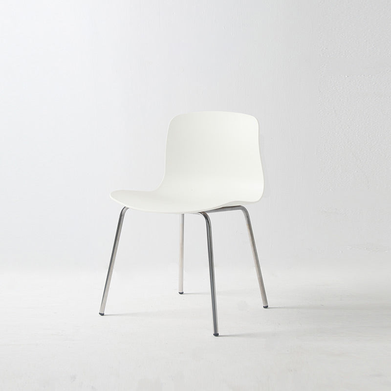 Contemporary Metal Dining Armless Chairs Plastic Dining Chairs for Restaurant White 1 Piece Silver Clearhalo ' kitchen&dining_furn' 'Dining Chairs' 'Dining Tables & Seating' 'dining_chair' 'furn' 'furn_dining_chair' 'Furniture' 'furniture_dining_chair' 'Kitchen & Dining Furniture' 'kitchen' 3966649