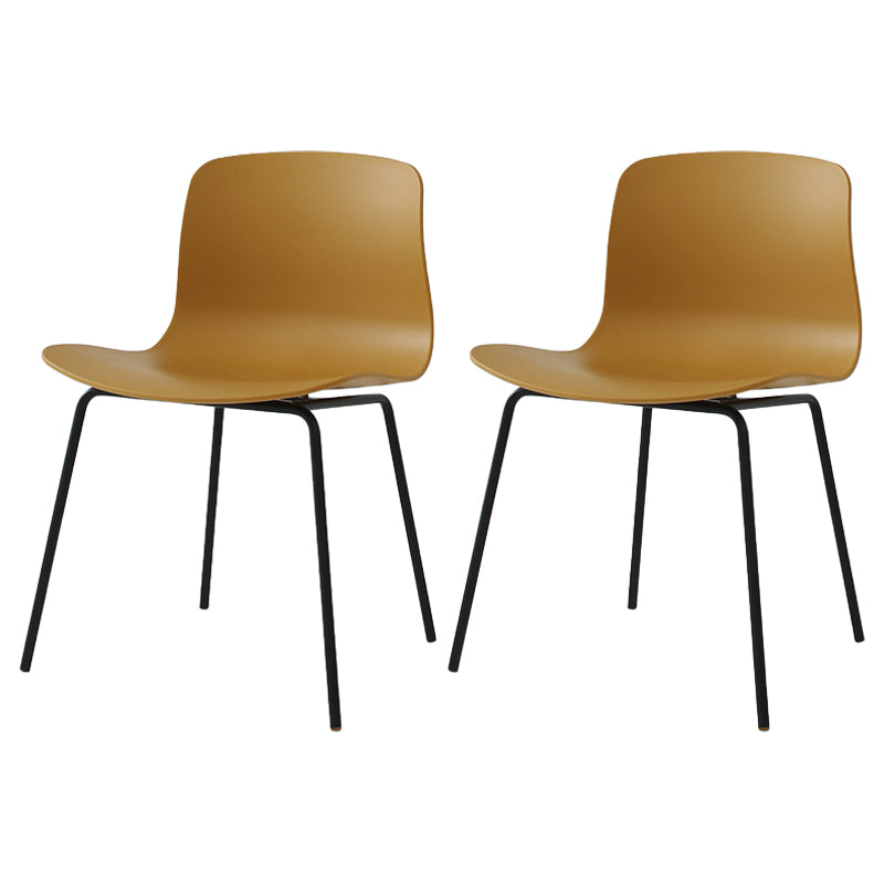 Contemporary Metal Dining Armless Chairs Plastic Dining Chairs for Restaurant Yellow 2 Piece Set Black Clearhalo ' kitchen&dining_furn' 'Dining Chairs' 'Dining Tables & Seating' 'dining_chair' 'furn' 'furn_dining_chair' 'Furniture' 'furniture_dining_chair' 'Kitchen & Dining Furniture' 'kitchen' 3966653