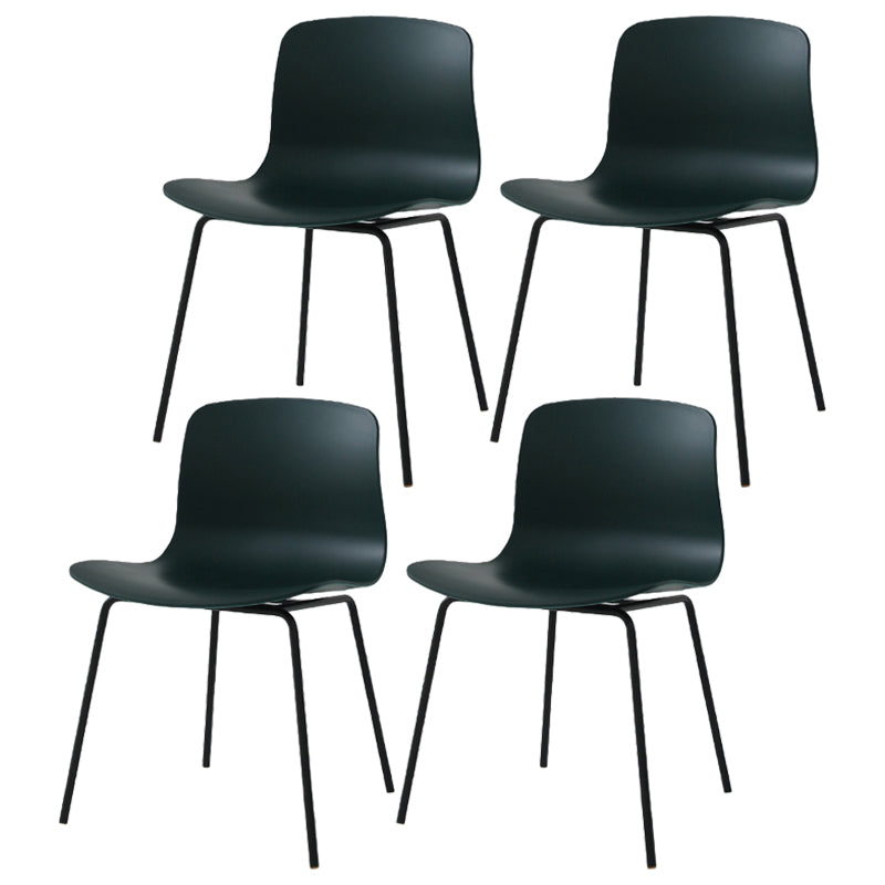Contemporary Metal Dining Armless Chairs Plastic Dining Chairs for Restaurant Blackish Green 4 Piece Set Black Clearhalo ' kitchen&dining_furn' 'Dining Chairs' 'Dining Tables & Seating' 'dining_chair' 'furn' 'furn_dining_chair' 'Furniture' 'furniture_dining_chair' 'Kitchen & Dining Furniture' 'kitchen' 3966663