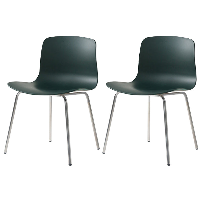 Contemporary Metal Dining Armless Chairs Plastic Dining Chairs for Restaurant Blackish Green 2 Piece Set Silver Clearhalo ' kitchen&dining_furn' 'Dining Chairs' 'Dining Tables & Seating' 'dining_chair' 'furn' 'furn_dining_chair' 'Furniture' 'furniture_dining_chair' 'Kitchen & Dining Furniture' 'kitchen' 3966668