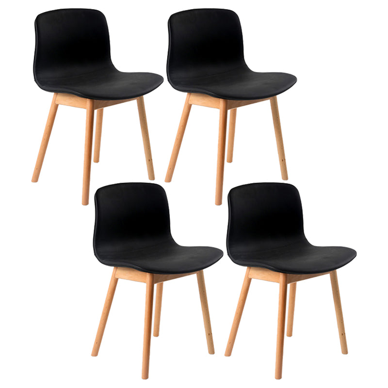 Contemporary Wood Dining Chairs Upholstered Armless Dining Chairs for Restaurant Black 4 Piece Set Clearhalo ' kitchen&dining_furn' 'Dining Chairs' 'Dining Tables & Seating' 'dining_chair' 'furn' 'furn_dining_chair' 'Furniture' 'furniture_dining_chair' 'Kitchen & Dining Furniture' 'kitchen' 3966675