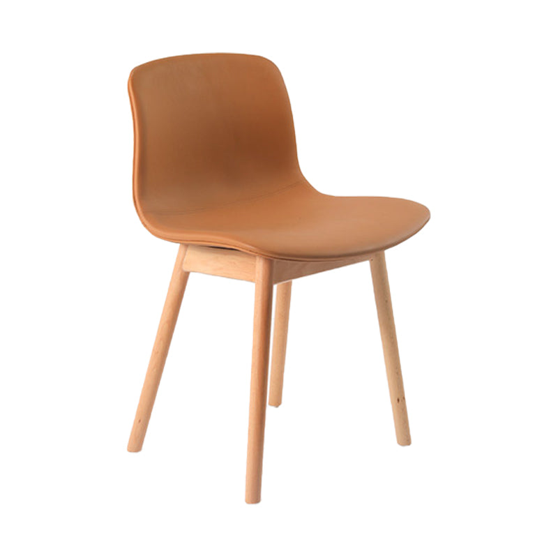 Contemporary Wood Dining Chairs Upholstered Armless Dining Chairs for Restaurant Brown 1 Piece Clearhalo ' kitchen&dining_furn' 'Dining Chairs' 'Dining Tables & Seating' 'dining_chair' 'furn' 'furn_dining_chair' 'Furniture' 'furniture_dining_chair' 'Kitchen & Dining Furniture' 'kitchen' 3966689