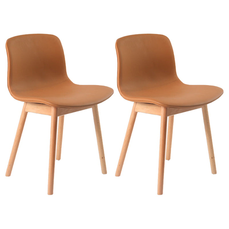 Contemporary Wood Dining Chairs Upholstered Armless Dining Chairs for Restaurant Brown 2 Piece Set Clearhalo ' kitchen&dining_furn' 'Dining Chairs' 'Dining Tables & Seating' 'dining_chair' 'furn' 'furn_dining_chair' 'Furniture' 'furniture_dining_chair' 'Kitchen & Dining Furniture' 'kitchen' 3966691