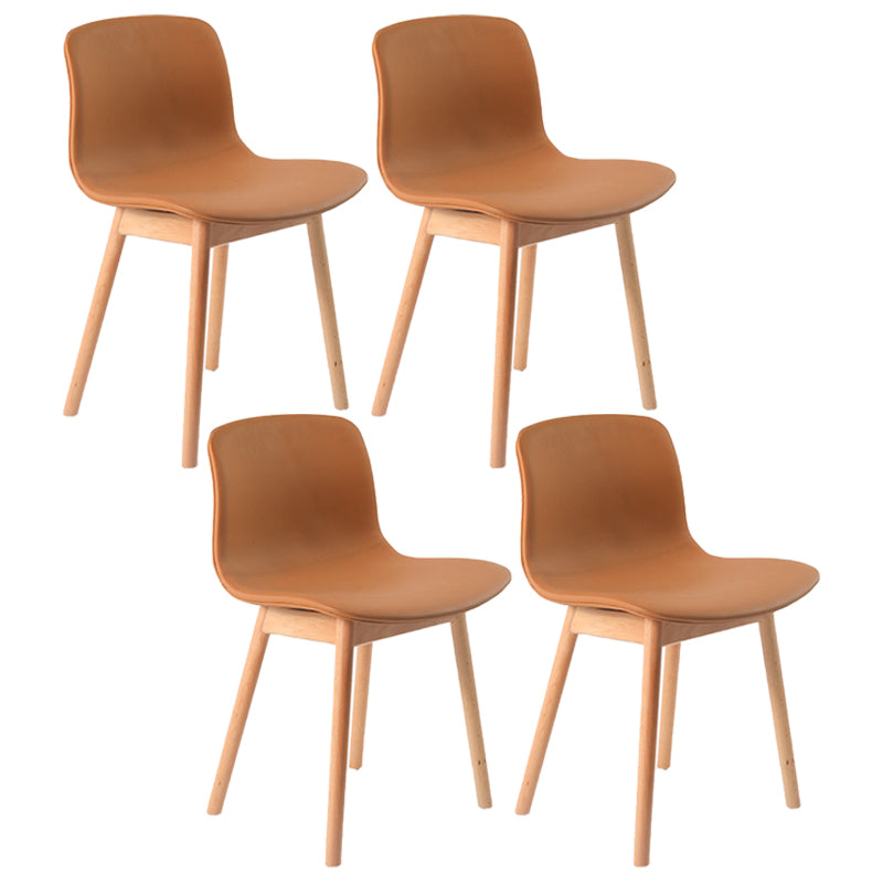 Contemporary Wood Dining Chairs Upholstered Armless Dining Chairs for Restaurant Brown 4 Piece Set Clearhalo ' kitchen&dining_furn' 'Dining Chairs' 'Dining Tables & Seating' 'dining_chair' 'furn' 'furn_dining_chair' 'Furniture' 'furniture_dining_chair' 'Kitchen & Dining Furniture' 'kitchen' 3966693