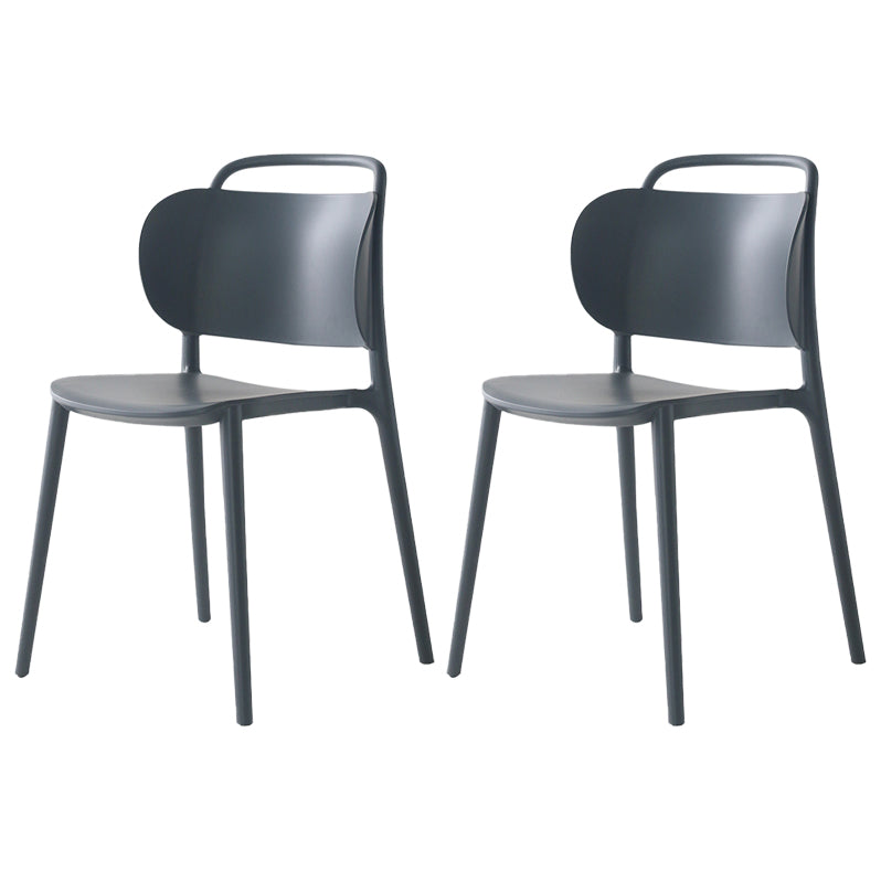 Contemporary Plastic Dining Room Chairs Open Back Dining Side Armless Chair (Set of 2) Dark Gray Clearhalo ' kitchen&dining_furn' 'Dining Chairs' 'Dining Tables & Seating' 'dining_chair' 'furn' 'furn_dining_chair' 'Furniture' 'furniture_dining_chair' 'Kitchen & Dining Furniture' 'kitchen' 3966696