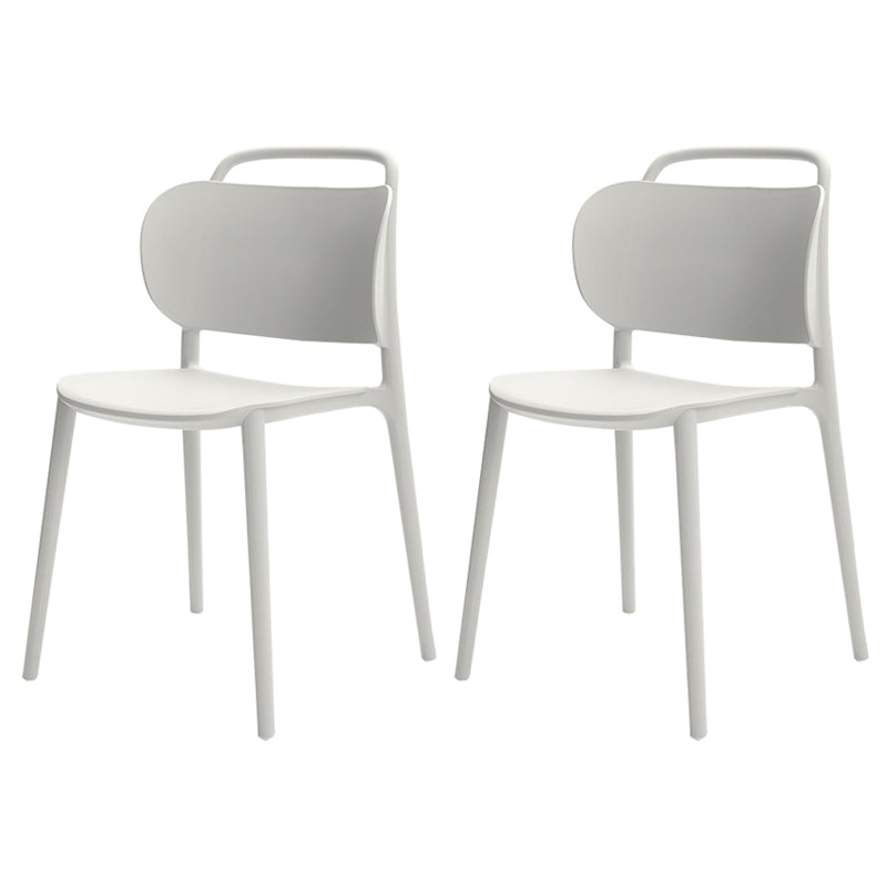 Contemporary Plastic Dining Room Chairs Open Back Dining Side Armless Chair (Set of 2) White Clearhalo ' kitchen&dining_furn' 'Dining Chairs' 'Dining Tables & Seating' 'dining_chair' 'furn' 'furn_dining_chair' 'Furniture' 'furniture_dining_chair' 'Kitchen & Dining Furniture' 'kitchen' 3966697