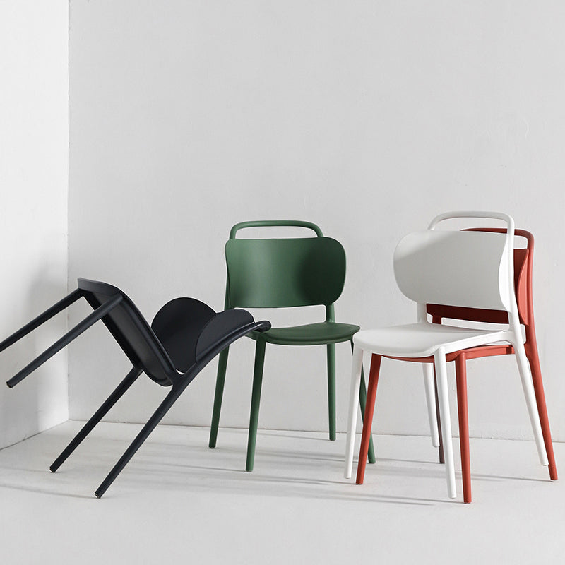 Contemporary Plastic Dining Room Chairs Open Back Dining Side Armless Chair (Set of 2) Clearhalo ' kitchen&dining_furn' 'Dining Chairs' 'Dining Tables & Seating' 'dining_chair' 'furn' 'furn_dining_chair' 'Furniture' 'furniture_dining_chair' 'Kitchen & Dining Furniture' 'kitchen' 3966698