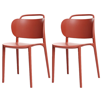 Contemporary Plastic Dining Room Chairs Open Back Dining Side Armless Chair (Set of 2) Red Clearhalo ' kitchen&dining_furn' 'Dining Chairs' 'Dining Tables & Seating' 'dining_chair' 'furn' 'furn_dining_chair' 'Furniture' 'furniture_dining_chair' 'Kitchen & Dining Furniture' 'kitchen' 3966699