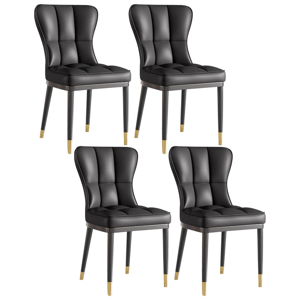 Glam Style Metal Dining Room Chairs Armless Upholstered Linen Fabric Dining Chair for Home Use Black 4 Piece Set Clearhalo ' kitchen&dining_furn' 'Dining Chairs' 'Dining Tables & Seating' 'dining_chair' 'furn' 'furn_dining_chair' 'Furniture' 'furniture_dining_chair' 'Kitchen & Dining Furniture' 'kitchen' 3966718