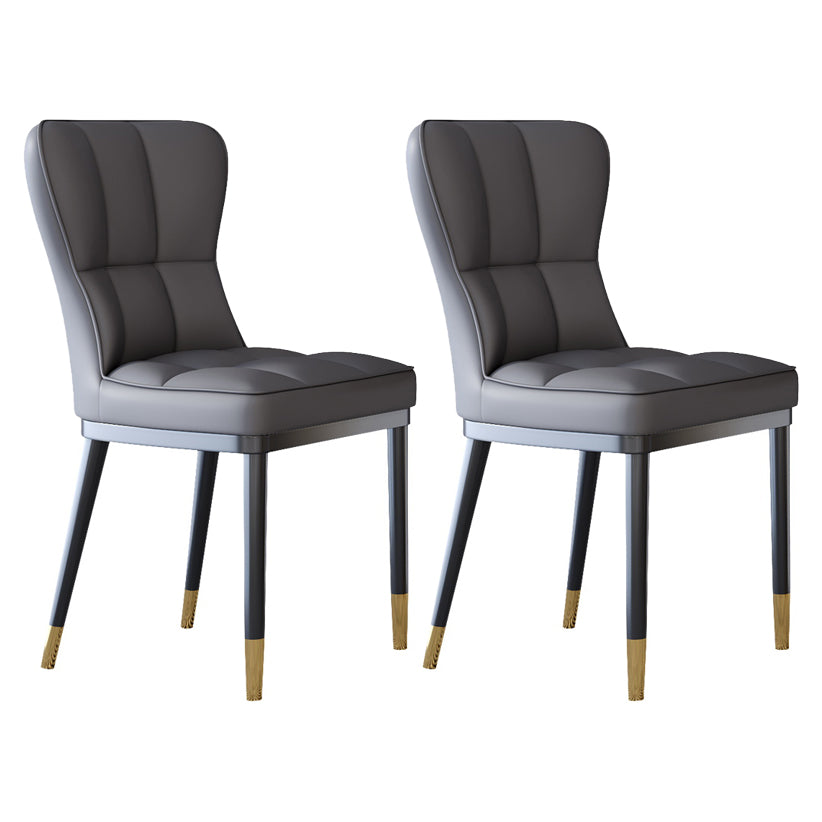 Glam Style Metal Dining Room Chairs Armless Upholstered Linen Fabric Dining Chair for Home Use Dark Gray 2 Piece Set Clearhalo ' kitchen&dining_furn' 'Dining Chairs' 'Dining Tables & Seating' 'dining_chair' 'furn' 'furn_dining_chair' 'Furniture' 'furniture_dining_chair' 'Kitchen & Dining Furniture' 'kitchen' 3966722