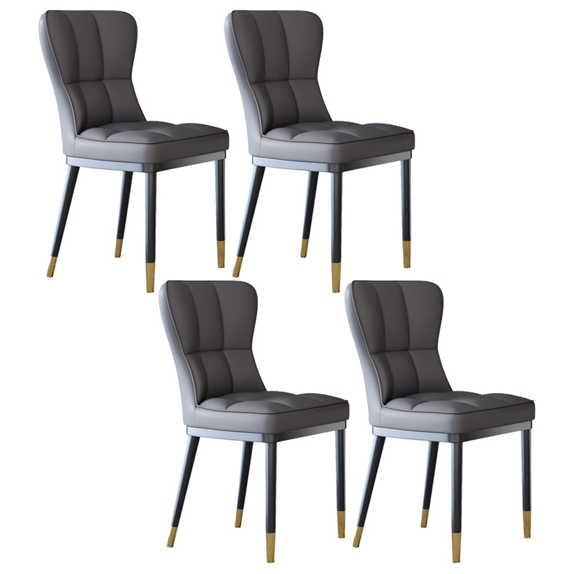 Glam Style Metal Dining Room Chairs Armless Upholstered Linen Fabric Dining Chair for Home Use Dark Gray 4 Piece Set Clearhalo ' kitchen&dining_furn' 'Dining Chairs' 'Dining Tables & Seating' 'dining_chair' 'furn' 'furn_dining_chair' 'Furniture' 'furniture_dining_chair' 'Kitchen & Dining Furniture' 'kitchen' 3966724
