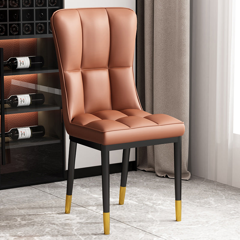 Glam Style Metal Dining Room Chairs Armless Upholstered Linen Fabric Dining Chair for Home Use Light Brown 1 Piece Clearhalo ' kitchen&dining_furn' 'Dining Chairs' 'Dining Tables & Seating' 'dining_chair' 'furn' 'furn_dining_chair' 'Furniture' 'furniture_dining_chair' 'Kitchen & Dining Furniture' 'kitchen' 3966732