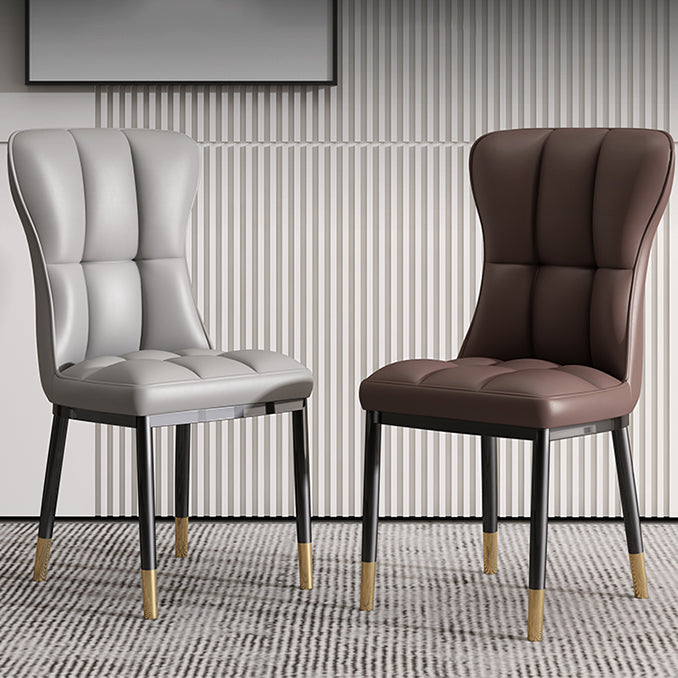 Glam Style Metal Dining Room Chairs Armless Upholstered Linen Fabric Dining Chair for Home Use Clearhalo ' kitchen&dining_furn' 'Dining Chairs' 'Dining Tables & Seating' 'dining_chair' 'furn' 'furn_dining_chair' 'Furniture' 'furniture_dining_chair' 'Kitchen & Dining Furniture' 'kitchen' 3966733