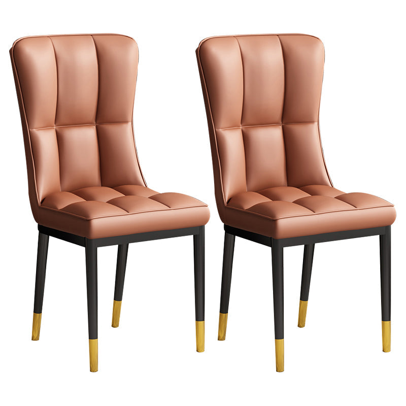 Glam Style Metal Dining Room Chairs Armless Upholstered Linen Fabric Dining Chair for Home Use Light Brown 2 Piece Set Clearhalo ' kitchen&dining_furn' 'Dining Chairs' 'Dining Tables & Seating' 'dining_chair' 'furn' 'furn_dining_chair' 'Furniture' 'furniture_dining_chair' 'Kitchen & Dining Furniture' 'kitchen' 3966734