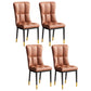 Glam Style Metal Dining Room Chairs Armless Upholstered Linen Fabric Dining Chair for Home Use Light Brown 4 Piece Set Clearhalo ' kitchen&dining_furn' 'Dining Chairs' 'Dining Tables & Seating' 'dining_chair' 'furn' 'furn_dining_chair' 'Furniture' 'furniture_dining_chair' 'Kitchen & Dining Furniture' 'kitchen' 3966735