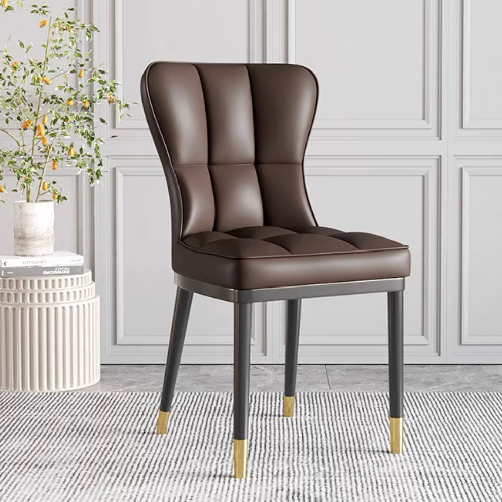 Glam Style Metal Dining Room Chairs Armless Upholstered Linen Fabric Dining Chair for Home Use Coffee 1 Piece Clearhalo ' kitchen&dining_furn' 'Dining Chairs' 'Dining Tables & Seating' 'dining_chair' 'furn' 'furn_dining_chair' 'Furniture' 'furniture_dining_chair' 'Kitchen & Dining Furniture' 'kitchen' 3966737