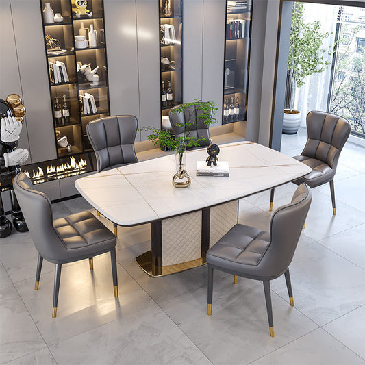 Glam Style Metal Dining Room Chairs Armless Upholstered Linen Fabric Dining Chair for Home Use Clearhalo ' kitchen&dining_furn' 'Dining Chairs' 'Dining Tables & Seating' 'dining_chair' 'furn' 'furn_dining_chair' 'Furniture' 'furniture_dining_chair' 'Kitchen & Dining Furniture' 'kitchen' 3966738