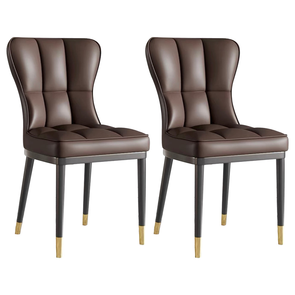 Glam Style Metal Dining Room Chairs Armless Upholstered Linen Fabric Dining Chair for Home Use Coffee 2 Piece Set Clearhalo ' kitchen&dining_furn' 'Dining Chairs' 'Dining Tables & Seating' 'dining_chair' 'furn' 'furn_dining_chair' 'Furniture' 'furniture_dining_chair' 'Kitchen & Dining Furniture' 'kitchen' 3966739