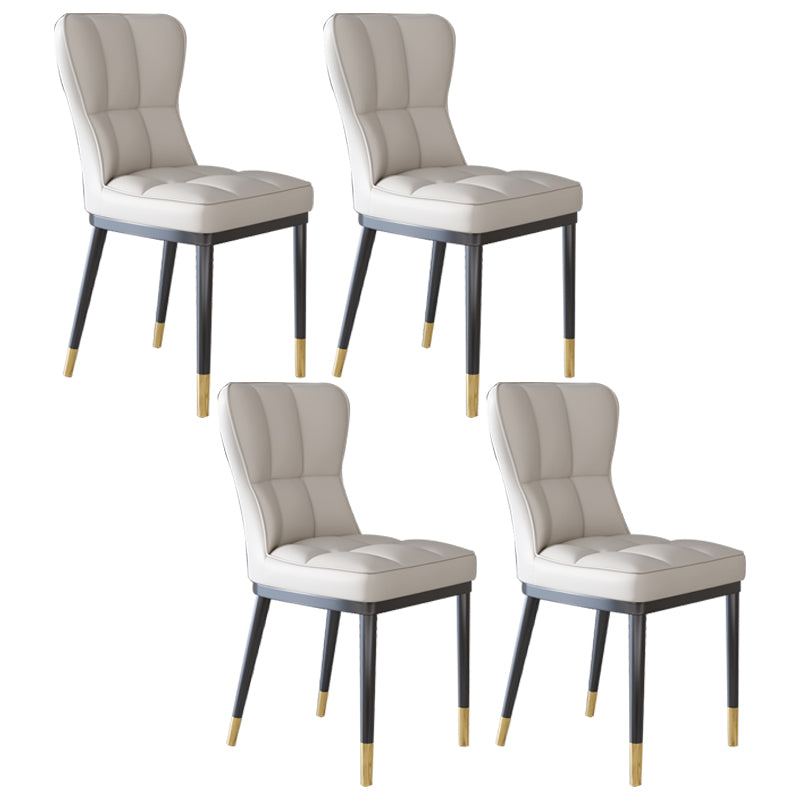 Glam Style Metal Dining Room Chairs Armless Upholstered Linen Fabric Dining Chair for Home Use Off-White 4 Piece Set Clearhalo ' kitchen&dining_furn' 'Dining Chairs' 'Dining Tables & Seating' 'dining_chair' 'furn' 'furn_dining_chair' 'Furniture' 'furniture_dining_chair' 'Kitchen & Dining Furniture' 'kitchen' 3966743