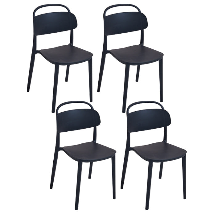 Scandinavian Plastic Chair Stackable Open Back Dining Chair in Matte Finish (Set of 4) Black Clearhalo ' kitchen&dining_furn' 'Dining Chairs' 'Dining Tables & Seating' 'dining_chair' 'furn' 'furn_dining_chair' 'Furniture' 'furniture_dining_chair' 'Kitchen & Dining Furniture' 'kitchen' 3966746