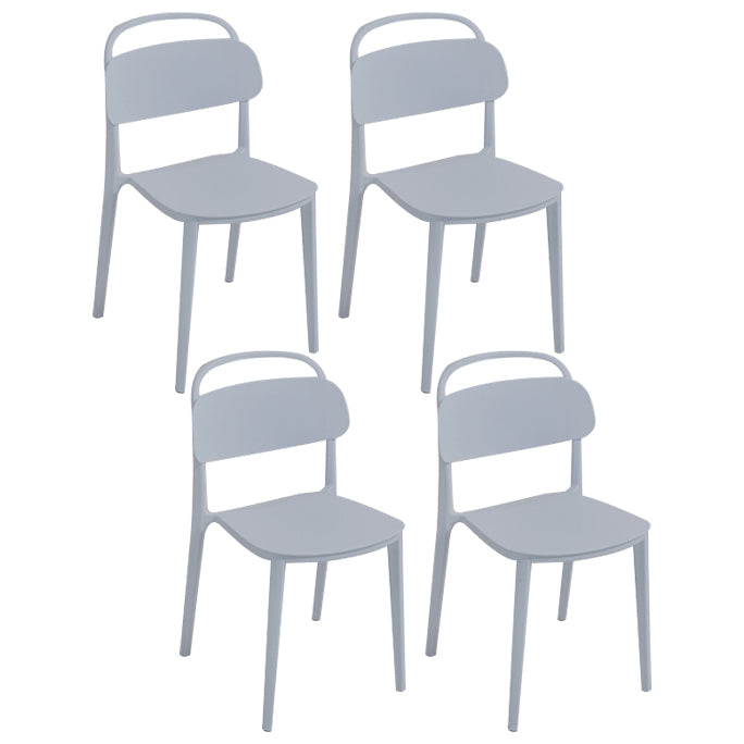 Scandinavian Plastic Chair Stackable Open Back Dining Chair in Matte Finish (Set of 4) Grey Clearhalo ' kitchen&dining_furn' 'Dining Chairs' 'Dining Tables & Seating' 'dining_chair' 'furn' 'furn_dining_chair' 'Furniture' 'furniture_dining_chair' 'Kitchen & Dining Furniture' 'kitchen' 3966747