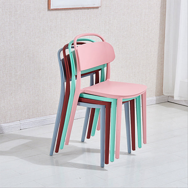 Scandinavian Plastic Chair Stackable Open Back Dining Chair in Matte Finish (Set of 4) Clearhalo ' kitchen&dining_furn' 'Dining Chairs' 'Dining Tables & Seating' 'dining_chair' 'furn' 'furn_dining_chair' 'Furniture' 'furniture_dining_chair' 'Kitchen & Dining Furniture' 'kitchen' 3966749