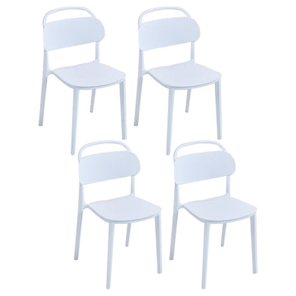 Scandinavian Plastic Chair Stackable Open Back Dining Chair in Matte Finish (Set of 4) White Clearhalo ' kitchen&dining_furn' 'Dining Chairs' 'Dining Tables & Seating' 'dining_chair' 'furn' 'furn_dining_chair' 'Furniture' 'furniture_dining_chair' 'Kitchen & Dining Furniture' 'kitchen' 3966750