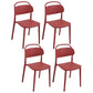 Scandinavian Plastic Chair Stackable Open Back Dining Chair in Matte Finish (Set of 4) Red Clearhalo ' kitchen&dining_furn' 'Dining Chairs' 'Dining Tables & Seating' 'dining_chair' 'furn' 'furn_dining_chair' 'Furniture' 'furniture_dining_chair' 'Kitchen & Dining Furniture' 'kitchen' 3966751