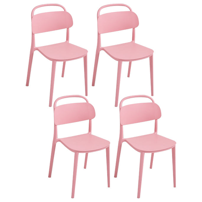 Scandinavian Plastic Chair Stackable Open Back Dining Chair in Matte Finish (Set of 4) Pink Clearhalo ' kitchen&dining_furn' 'Dining Chairs' 'Dining Tables & Seating' 'dining_chair' 'furn' 'furn_dining_chair' 'Furniture' 'furniture_dining_chair' 'Kitchen & Dining Furniture' 'kitchen' 3966753