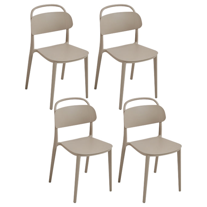 Scandinavian Plastic Chair Stackable Open Back Dining Chair in Matte Finish (Set of 4) Camel Clearhalo ' kitchen&dining_furn' 'Dining Chairs' 'Dining Tables & Seating' 'dining_chair' 'furn' 'furn_dining_chair' 'Furniture' 'furniture_dining_chair' 'Kitchen & Dining Furniture' 'kitchen' 3966757