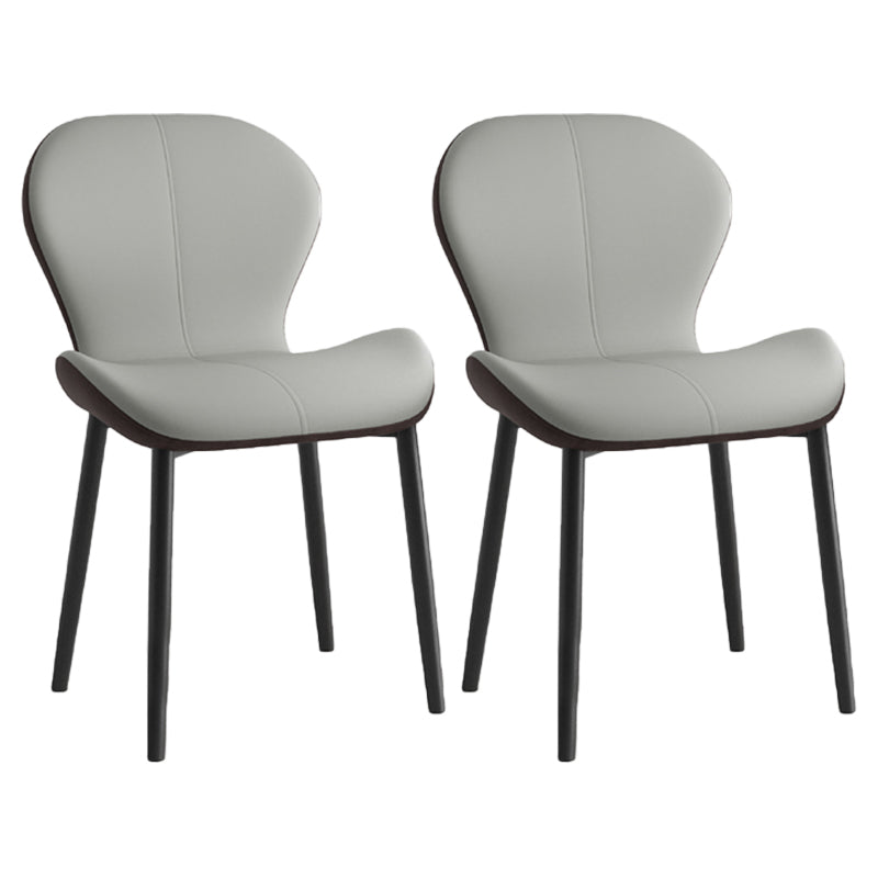 Scandinavian PU Leather Bedroom Side Chair Matte Finish Parsons Dining Chair Grey 2 Piece Set Black Clearhalo ' kitchen&dining_furn' 'Dining Chairs' 'Dining Tables & Seating' 'dining_chair' 'furn' 'furn_dining_chair' 'Furniture' 'furniture_dining_chair' 'Kitchen & Dining Furniture' 'kitchen' 3966767
