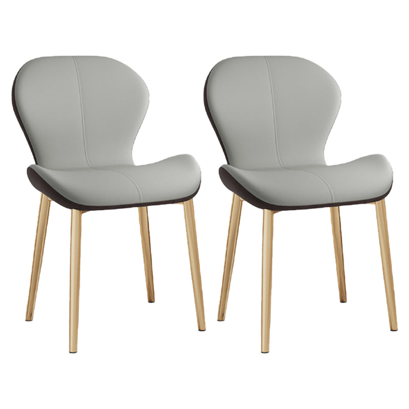 Scandinavian PU Leather Bedroom Side Chair Matte Finish Parsons Dining Chair Grey 2 Piece Set Brass Gold Clearhalo ' kitchen&dining_furn' 'Dining Chairs' 'Dining Tables & Seating' 'dining_chair' 'furn' 'furn_dining_chair' 'Furniture' 'furniture_dining_chair' 'Kitchen & Dining Furniture' 'kitchen' 3966774