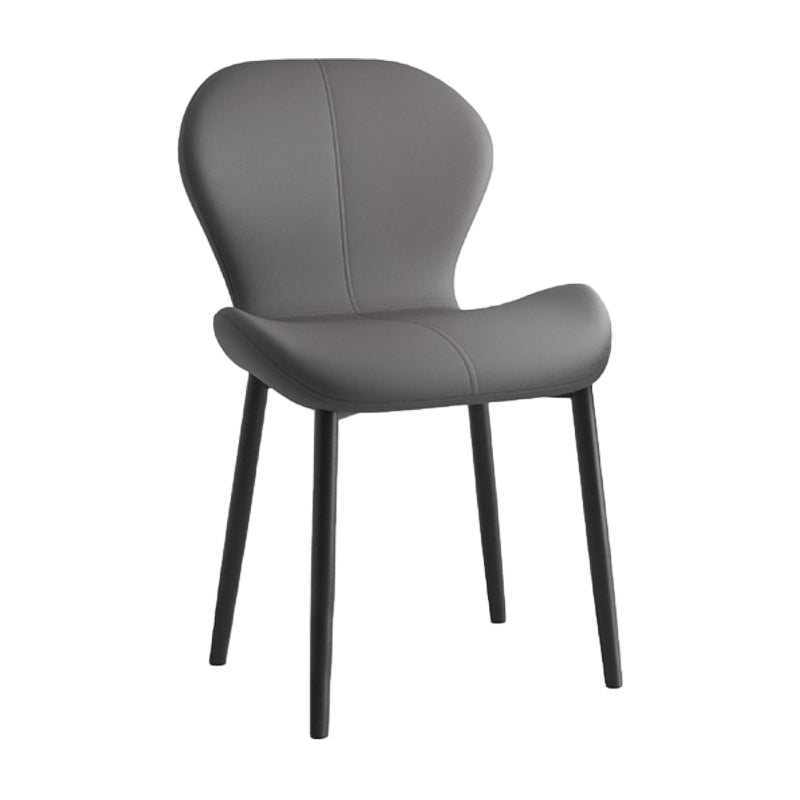 Scandinavian PU Leather Bedroom Side Chair Matte Finish Parsons Dining Chair Dark Gray 1 Piece Black Clearhalo ' kitchen&dining_furn' 'Dining Chairs' 'Dining Tables & Seating' 'dining_chair' 'furn' 'furn_dining_chair' 'Furniture' 'furniture_dining_chair' 'Kitchen & Dining Furniture' 'kitchen' 3966783