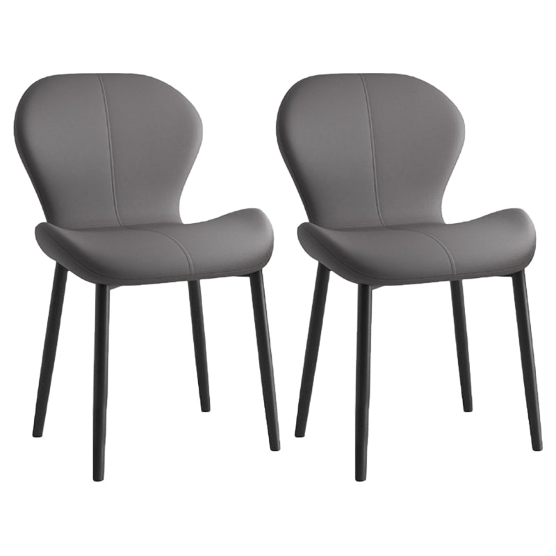 Scandinavian PU Leather Bedroom Side Chair Matte Finish Parsons Dining Chair Dark Gray 2 Piece Set Black Clearhalo ' kitchen&dining_furn' 'Dining Chairs' 'Dining Tables & Seating' 'dining_chair' 'furn' 'furn_dining_chair' 'Furniture' 'furniture_dining_chair' 'Kitchen & Dining Furniture' 'kitchen' 3966786