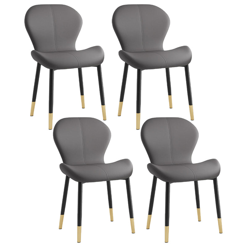 Scandinavian PU Leather Bedroom Side Chair Matte Finish Parsons Dining Chair Dark Gray 4 Piece Set Black Gold Clearhalo ' kitchen&dining_furn' 'Dining Chairs' 'Dining Tables & Seating' 'dining_chair' 'furn' 'furn_dining_chair' 'Furniture' 'furniture_dining_chair' 'Kitchen & Dining Furniture' 'kitchen' 3966794