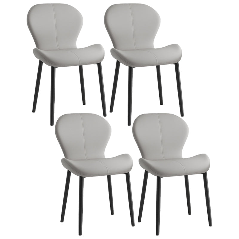 Scandinavian PU Leather Bedroom Side Chair Matte Finish Parsons Dining Chair Light Gray 4 Piece Set Black Clearhalo ' kitchen&dining_furn' 'Dining Chairs' 'Dining Tables & Seating' 'dining_chair' 'furn' 'furn_dining_chair' 'Furniture' 'furniture_dining_chair' 'Kitchen & Dining Furniture' 'kitchen' 3966797