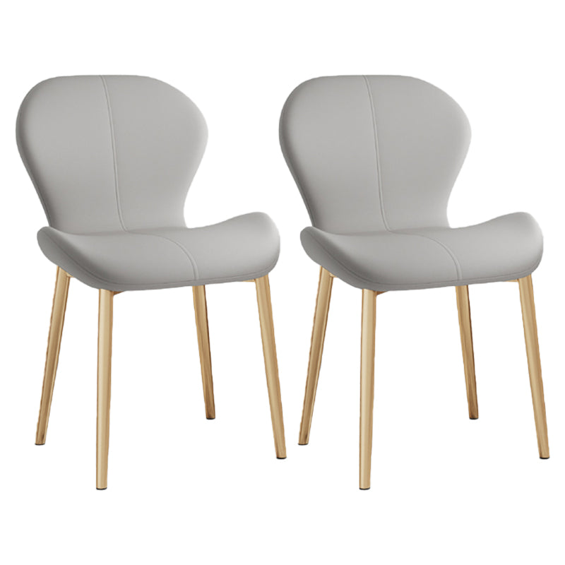 Scandinavian PU Leather Bedroom Side Chair Matte Finish Parsons Dining Chair Light Gray 2 Piece Set Brass Gold Clearhalo ' kitchen&dining_furn' 'Dining Chairs' 'Dining Tables & Seating' 'dining_chair' 'furn' 'furn_dining_chair' 'Furniture' 'furniture_dining_chair' 'Kitchen & Dining Furniture' 'kitchen' 3966799