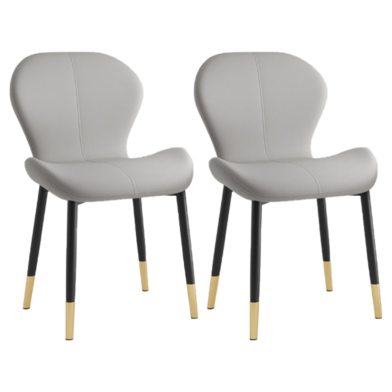 Scandinavian PU Leather Bedroom Side Chair Matte Finish Parsons Dining Chair Light Gray 2 Piece Set Black Gold Clearhalo ' kitchen&dining_furn' 'Dining Chairs' 'Dining Tables & Seating' 'dining_chair' 'furn' 'furn_dining_chair' 'Furniture' 'furniture_dining_chair' 'Kitchen & Dining Furniture' 'kitchen' 3966802