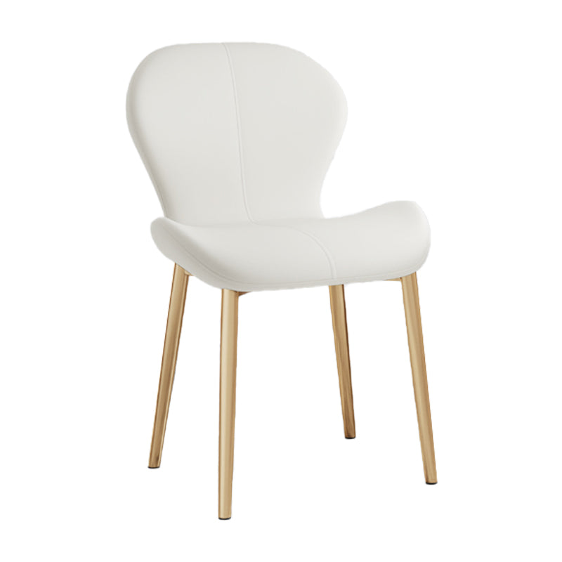 Scandinavian PU Leather Bedroom Side Chair Matte Finish Parsons Dining Chair White 1 Piece Brass Gold Clearhalo ' kitchen&dining_furn' 'Dining Chairs' 'Dining Tables & Seating' 'dining_chair' 'furn' 'furn_dining_chair' 'Furniture' 'furniture_dining_chair' 'Kitchen & Dining Furniture' 'kitchen' 3966807