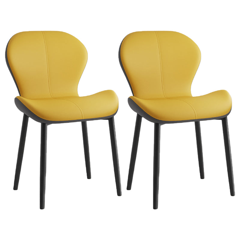 Scandinavian PU Leather Bedroom Side Chair Matte Finish Parsons Dining Chair Yellow 2 Piece Set Black Clearhalo ' kitchen&dining_furn' 'Dining Chairs' 'Dining Tables & Seating' 'dining_chair' 'furn' 'furn_dining_chair' 'Furniture' 'furniture_dining_chair' 'Kitchen & Dining Furniture' 'kitchen' 3966814