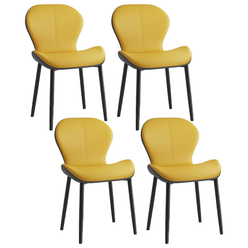 Scandinavian PU Leather Bedroom Side Chair Matte Finish Parsons Dining Chair Yellow 4 Piece Set Black Clearhalo ' kitchen&dining_furn' 'Dining Chairs' 'Dining Tables & Seating' 'dining_chair' 'furn' 'furn_dining_chair' 'Furniture' 'furniture_dining_chair' 'Kitchen & Dining Furniture' 'kitchen' 3966815