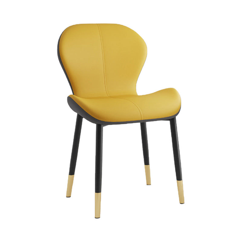 Scandinavian PU Leather Bedroom Side Chair Matte Finish Parsons Dining Chair Yellow 1 Piece Black Gold Clearhalo ' kitchen&dining_furn' 'Dining Chairs' 'Dining Tables & Seating' 'dining_chair' 'furn' 'furn_dining_chair' 'Furniture' 'furniture_dining_chair' 'Kitchen & Dining Furniture' 'kitchen' 3966819