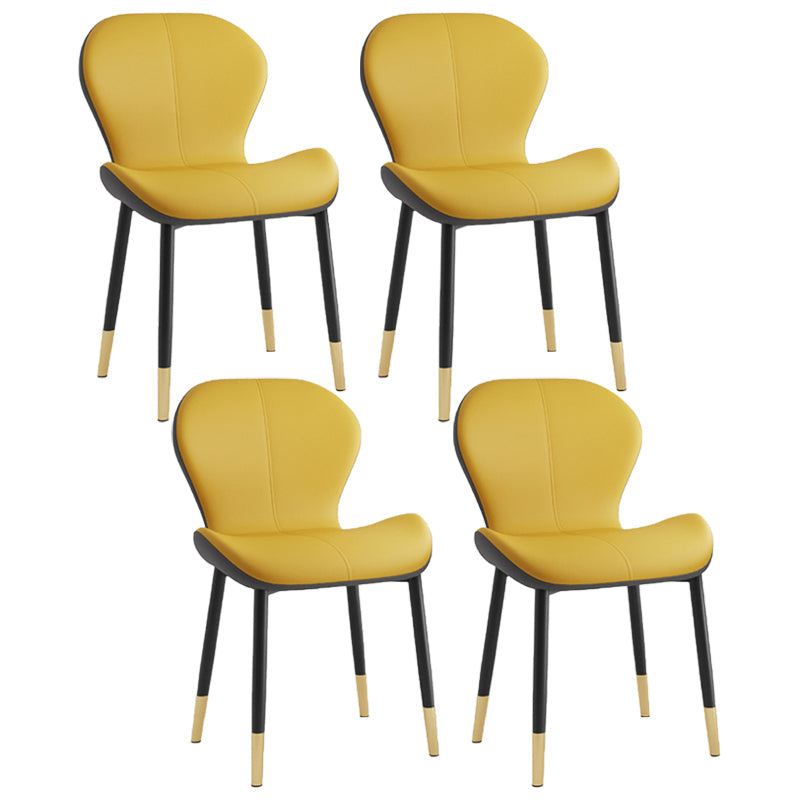 Scandinavian PU Leather Bedroom Side Chair Matte Finish Parsons Dining Chair Yellow 4 Piece Set Black Gold Clearhalo ' kitchen&dining_furn' 'Dining Chairs' 'Dining Tables & Seating' 'dining_chair' 'furn' 'furn_dining_chair' 'Furniture' 'furniture_dining_chair' 'Kitchen & Dining Furniture' 'kitchen' 3966821