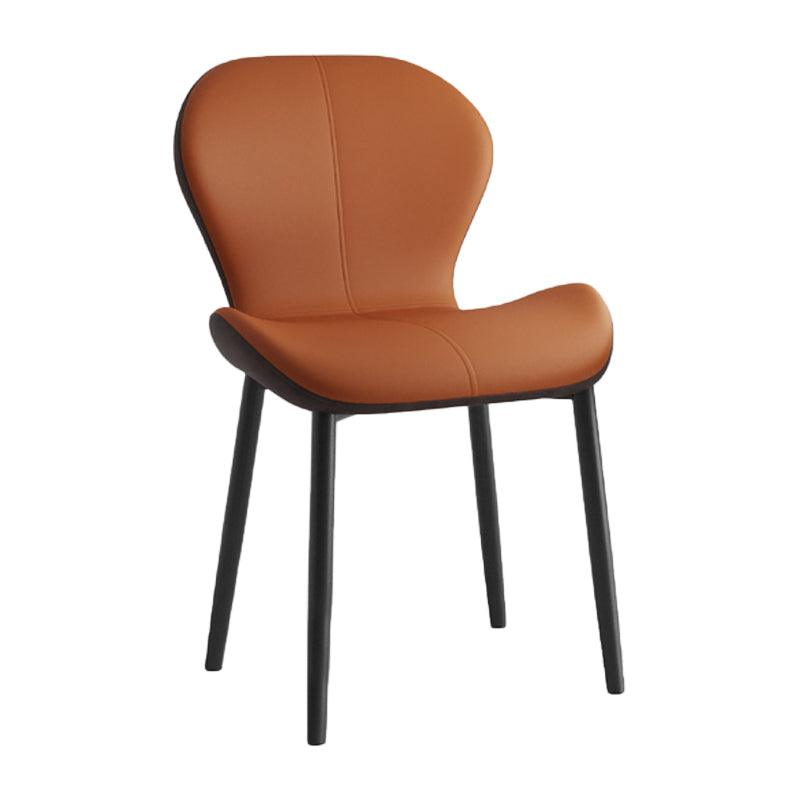 Scandinavian PU Leather Bedroom Side Chair Matte Finish Parsons Dining Chair Orange 1 Piece Black Clearhalo ' kitchen&dining_furn' 'Dining Chairs' 'Dining Tables & Seating' 'dining_chair' 'furn' 'furn_dining_chair' 'Furniture' 'furniture_dining_chair' 'Kitchen & Dining Furniture' 'kitchen' 3966822