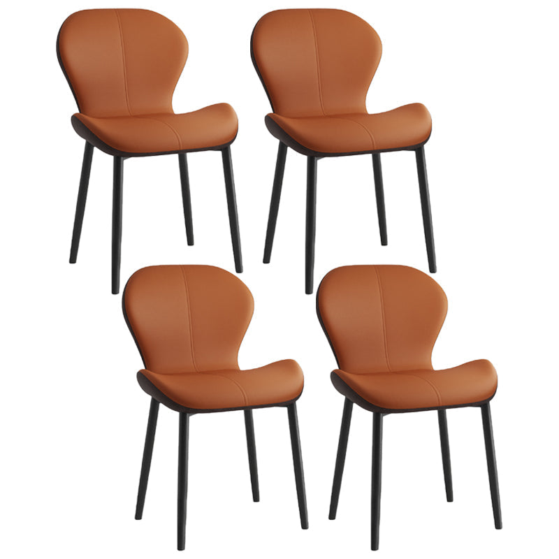 Scandinavian PU Leather Bedroom Side Chair Matte Finish Parsons Dining Chair Orange 4 Piece Set Black Clearhalo ' kitchen&dining_furn' 'Dining Chairs' 'Dining Tables & Seating' 'dining_chair' 'furn' 'furn_dining_chair' 'Furniture' 'furniture_dining_chair' 'Kitchen & Dining Furniture' 'kitchen' 3966824